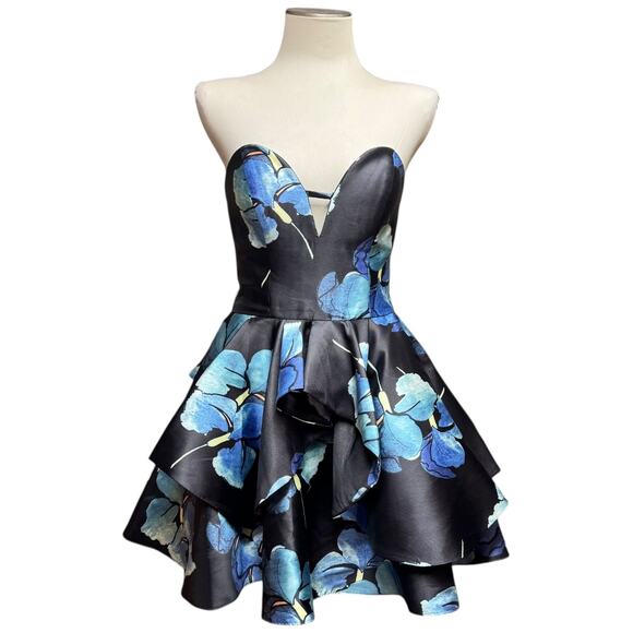 Rachel Allan Prom Strapless Mini Dress Black Blue 10 - Picture 2 of 5
